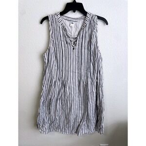 Old Navy Women Size Large Striped Dress Sleeveless Casual Mini Dress Blue White